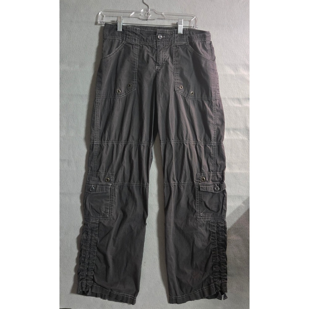 Lucy Womens Cargo Pants Charcoal Gray Ruched Leg Utility Hiking Trousers XS